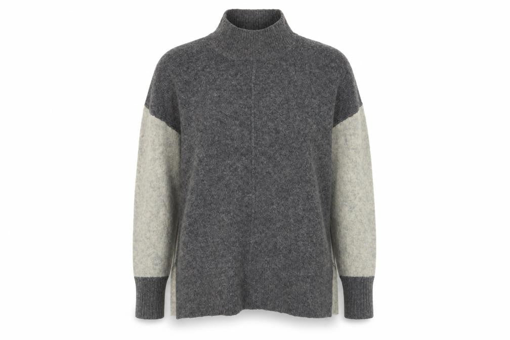 Front view of Marks & Spencer Women's Grey Mock Neck Jumper (M)