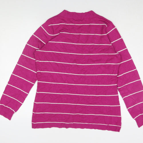 Linea Women's Pink Striped Cardigan, Size L, Viscose Blend