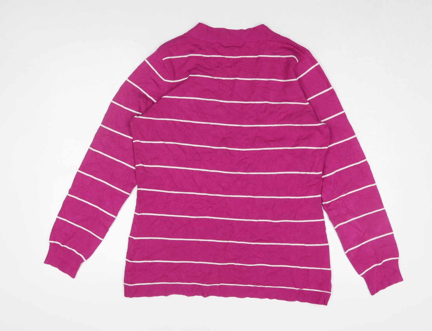 Linea Women's Pink Striped Cardigan, Size L, Viscose Blend