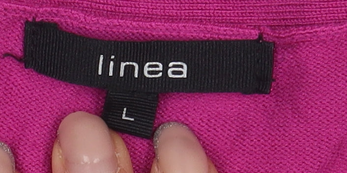 Linea Women's Pink Striped Cardigan, Size L, Viscose Blend