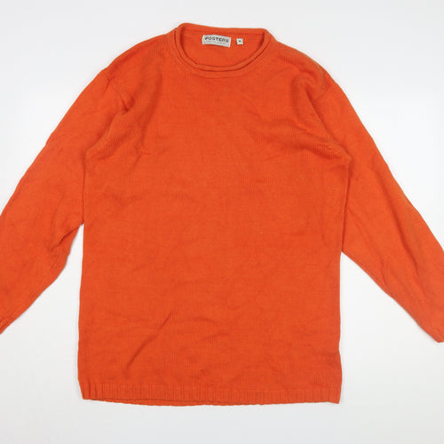 Fosters Trading Men's Orange Cotton Pullover Jumper M