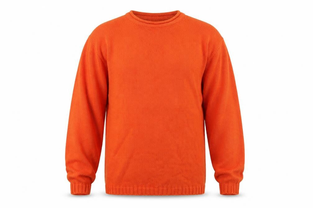 Front view of Fosters Trading Men's Orange Cotton jumper M