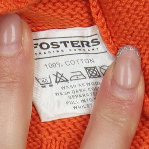 Fosters Trading Men's Orange Cotton Pullover Jumper M