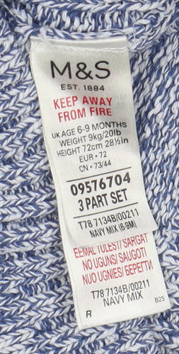 Marks and Spencer Unisex Blue Cardigan 6-9 Months