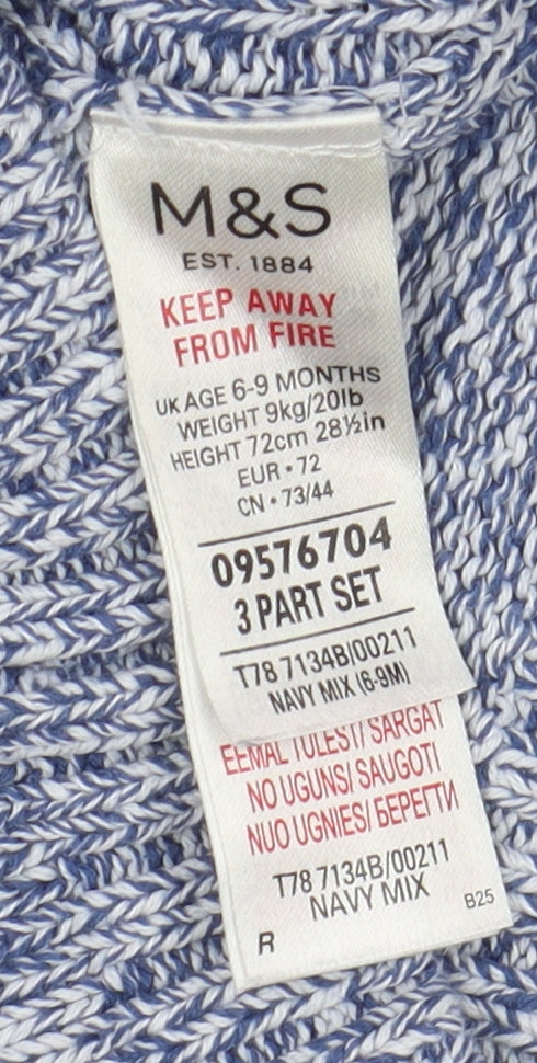 Marks and Spencer Unisex Blue Cardigan 6-9 Months