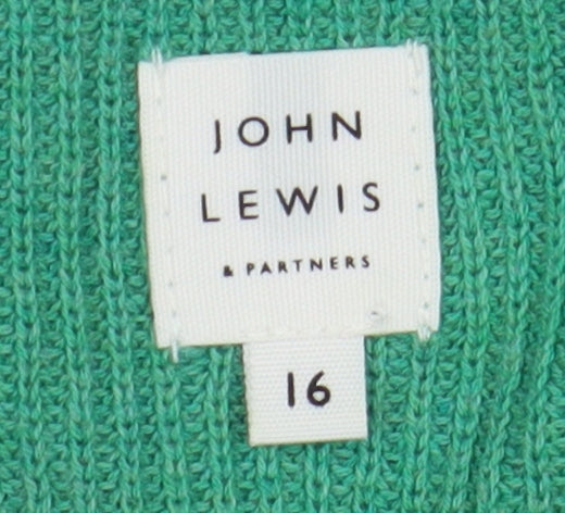 John Lewis Women's Green V-Neck Pullover Jumper Size 16