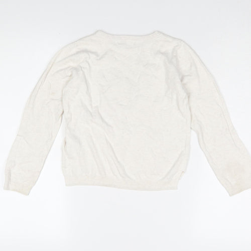 H&M Girls Ivory Pullover Jumper with Sequin Butterfly, 7 Years