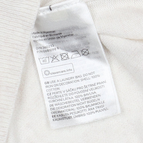 H&M Girls Ivory Pullover Jumper with Sequin Butterfly, 7 Years