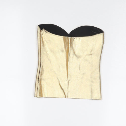 Zara Gold Strapless Camisole Blouse Size 8 Women