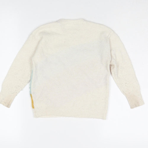 Next Girls Ivory Sequin Rainbow Jumper 5 Years