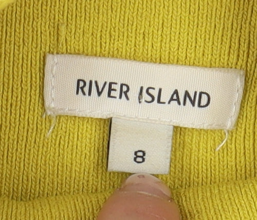 River Island Women's Yellow Jumper Size 8 Mock Neck