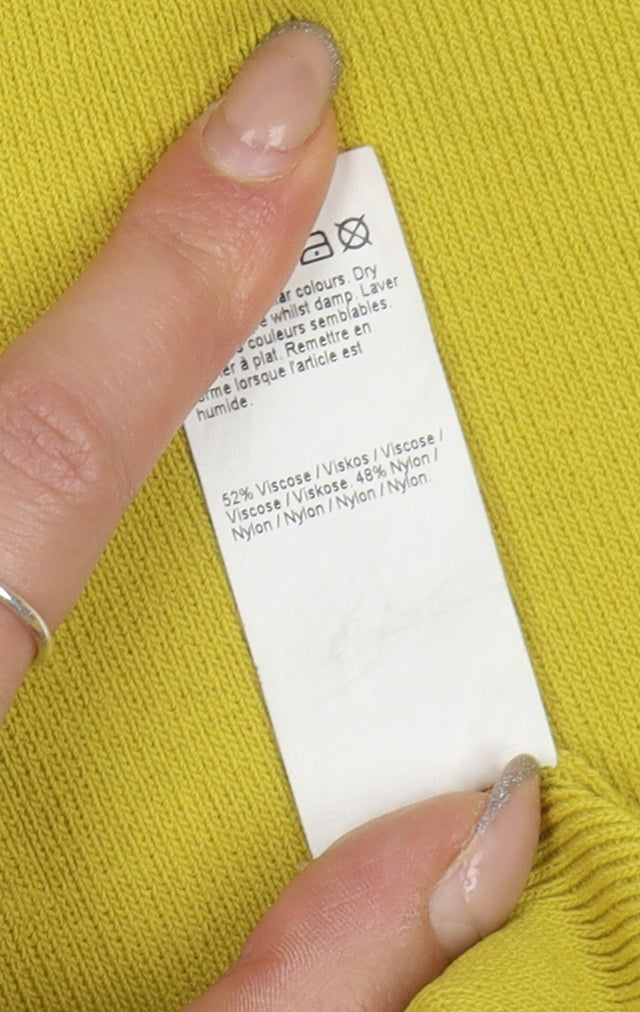 River Island Women's Yellow Jumper Size 8 Mock Neck