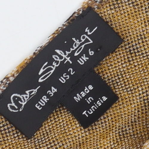 Miss Selfridge Women Beige Check V-Neck Mini Pinafore Dress UK6