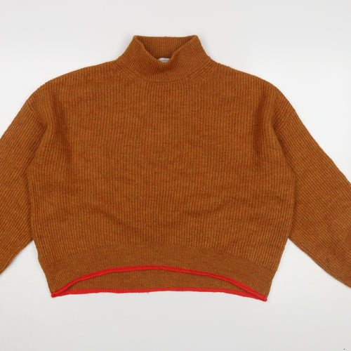 Promod Women's Brown Mock Neck Pullover Jumper M