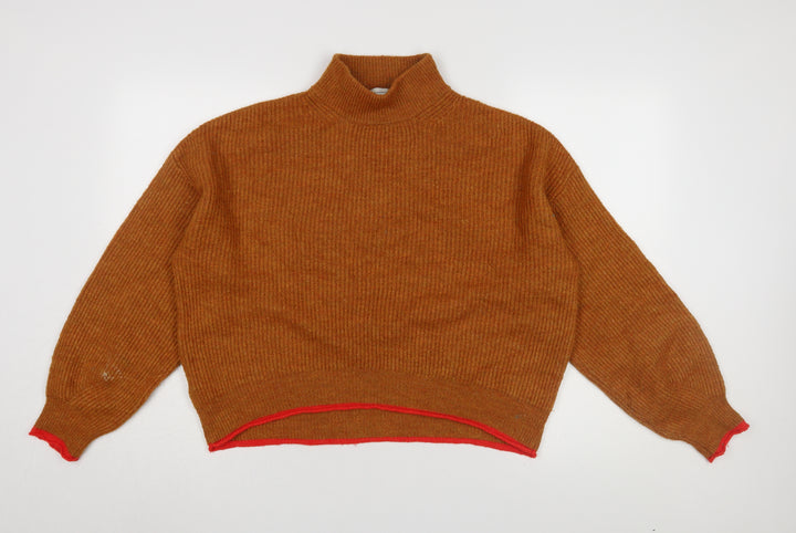 Promod Women's Brown Mock Neck Pullover Jumper M