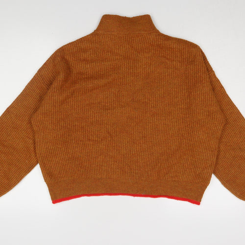 Promod Women's Brown Mock Neck Pullover Jumper M
