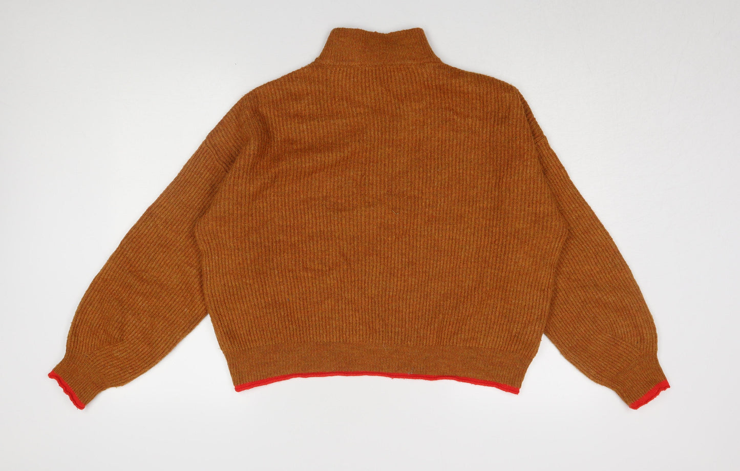 Promod Women's Brown Mock Neck Pullover Jumper M