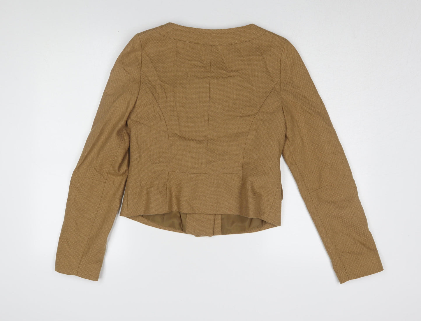 H&M Women's Brown Cropped Jacket Size 8
