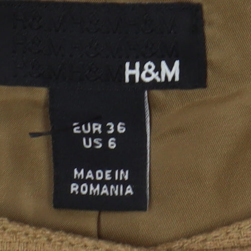 H&M Women's Brown Cropped Jacket Size 8