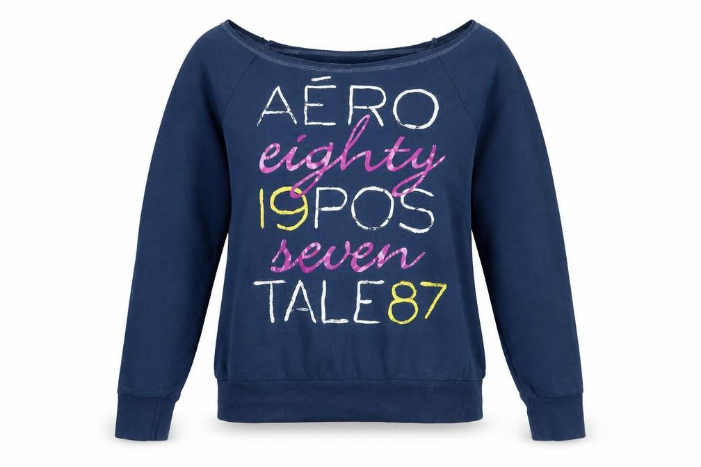 Front view of Aeropostale Women's Blue XL Pullover Sweatshirt
