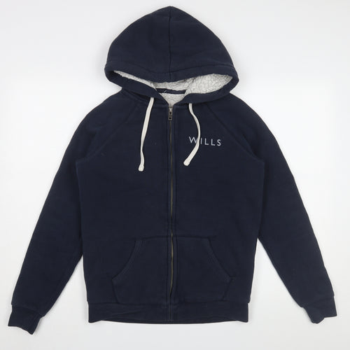 Jack Wills Women's Blue Hooded Basic Jacket, Size 10