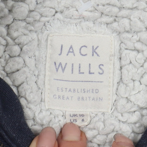 Jack Wills Women's Blue Hooded Basic Jacket, Size 10