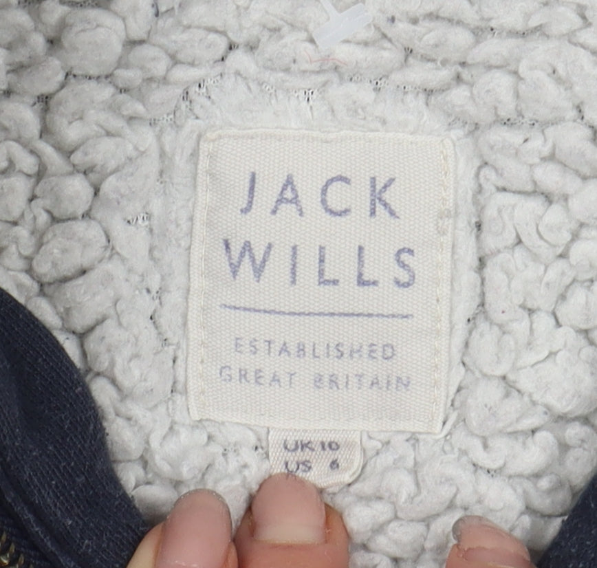 Jack Wills Women's Blue Hooded Basic Jacket, Size 10