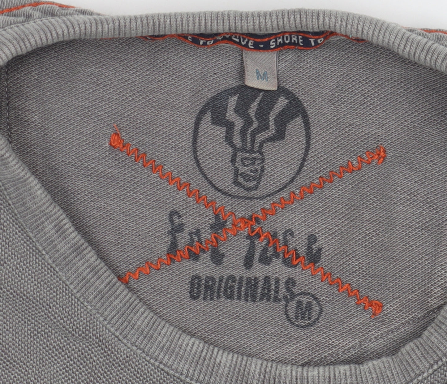 Men's Grey Long Sleeve Cotton T-Shirt - Medium