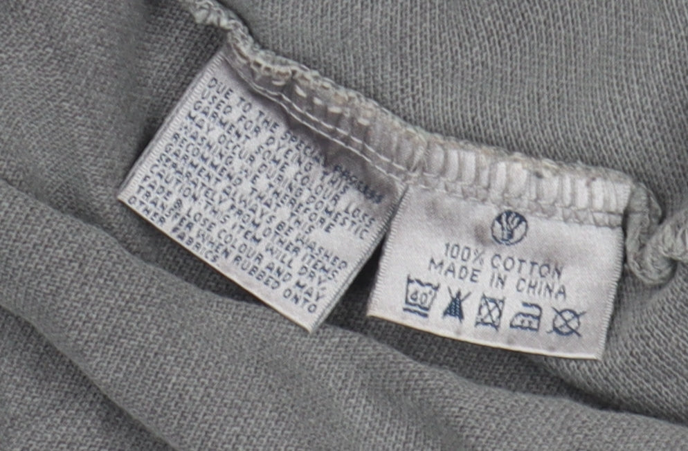 Men's Grey Long Sleeve Cotton T-Shirt - Medium