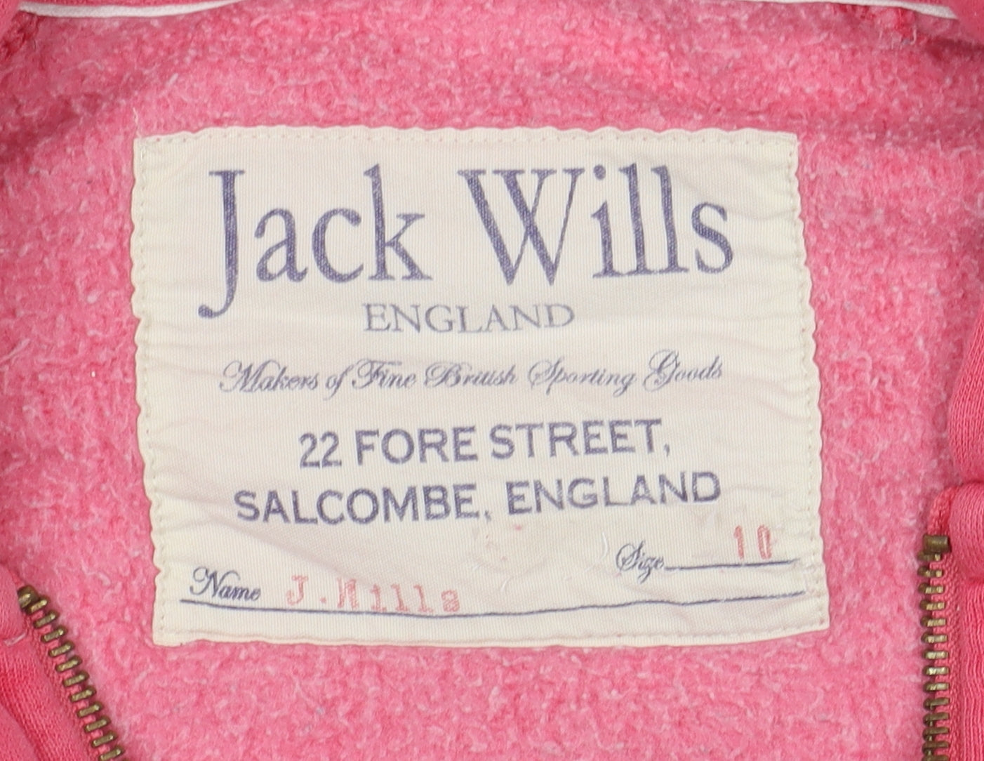 Jack Wills Women’s Pink Basic Hoodie Jacket Size 10