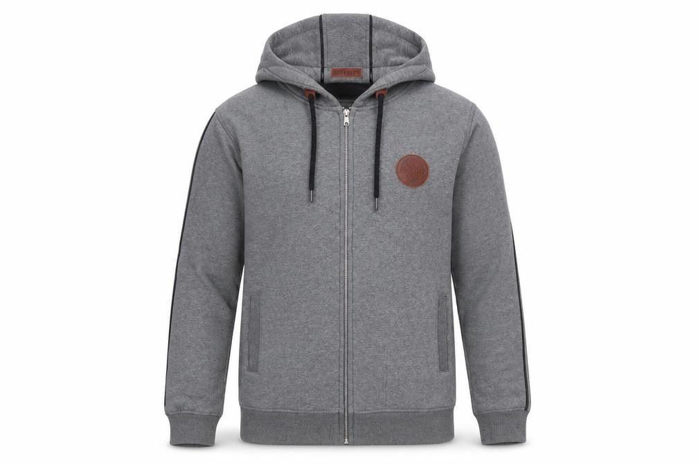 Front view of Innercity Men's Grey Hooded Bomber Jacket M