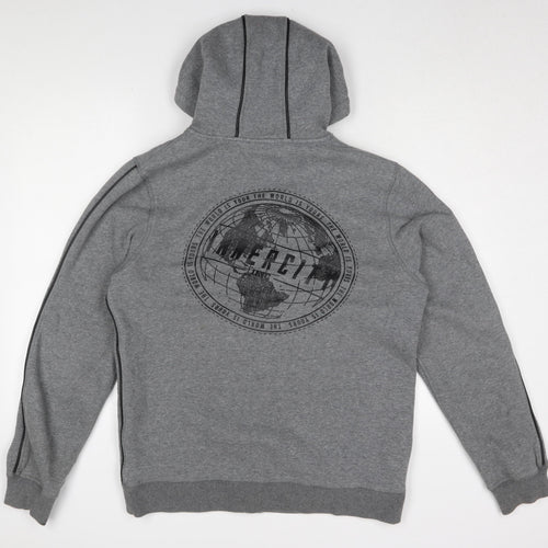 Innercity Men's Grey Hooded Bomber Jacket M