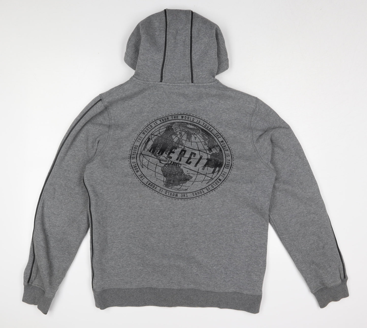 Innercity Men's Grey Hooded Bomber Jacket M