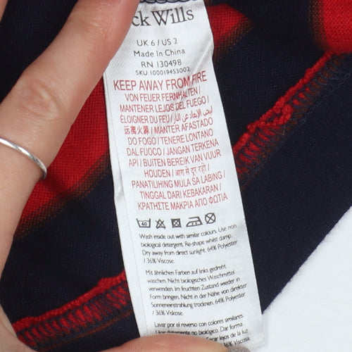 Jack Wills Women's Multicoloured Stripe T-Shirt Dress Size 6