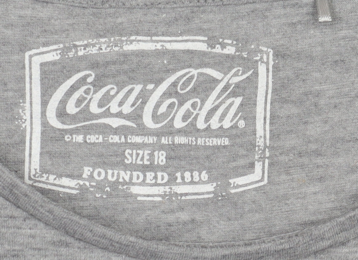 Coca-Cola Women's Grey Christmas T-Shirt Size 18