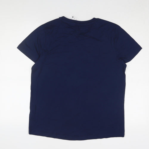 Disney Women's Blue Cotton Christmas T-Shirt Stitch M
