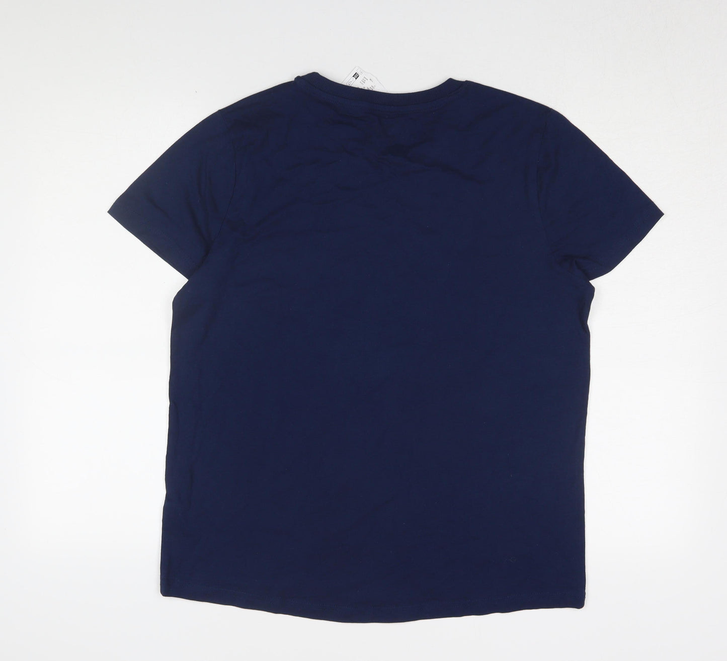 Disney Women's Blue Cotton Christmas T-Shirt Stitch M