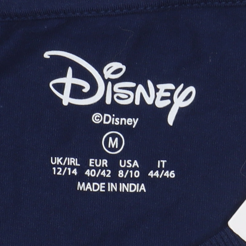 Disney Women's Blue Cotton Christmas T-Shirt Stitch M