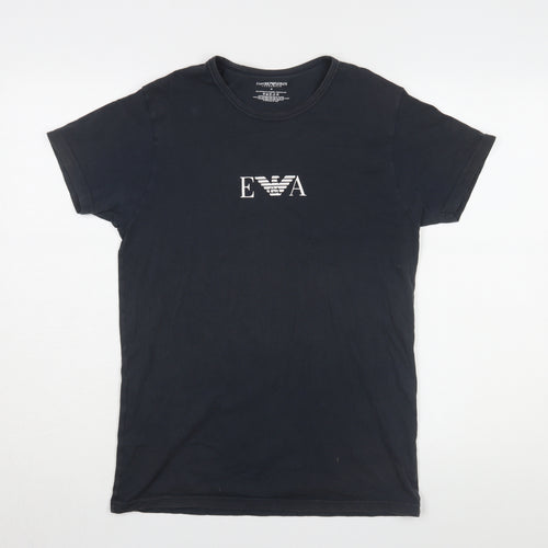 Emporio Armani Men's Black T-Shirt, M, Logo Accent