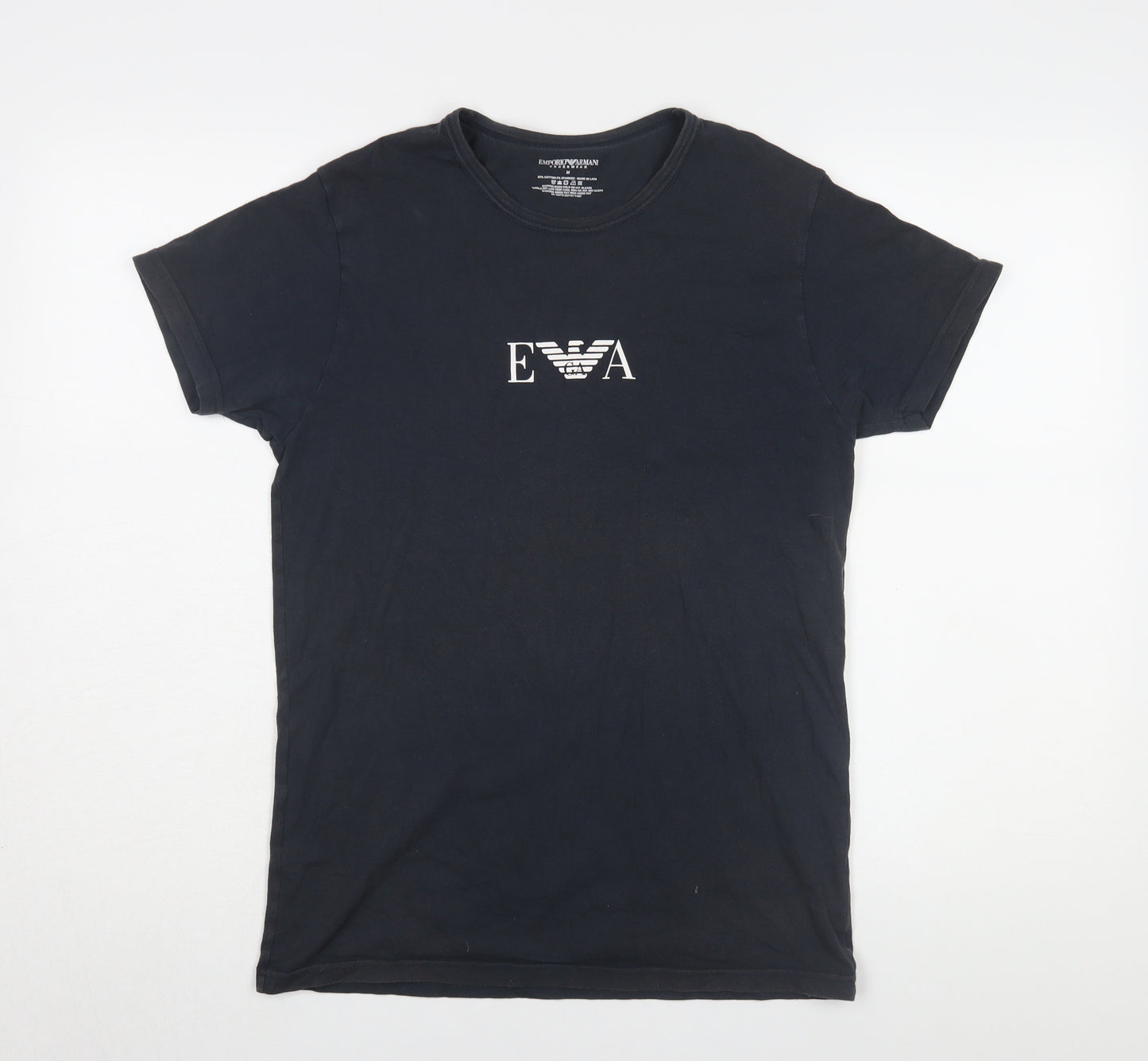 Emporio Armani Men's Black T-Shirt, M, Logo Accent