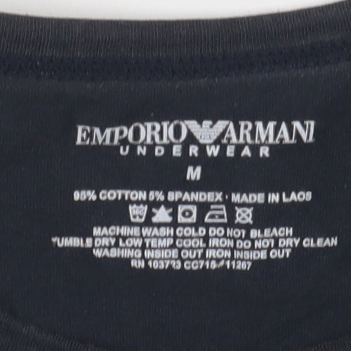 Emporio Armani Men's Black T-Shirt, M, Logo Accent