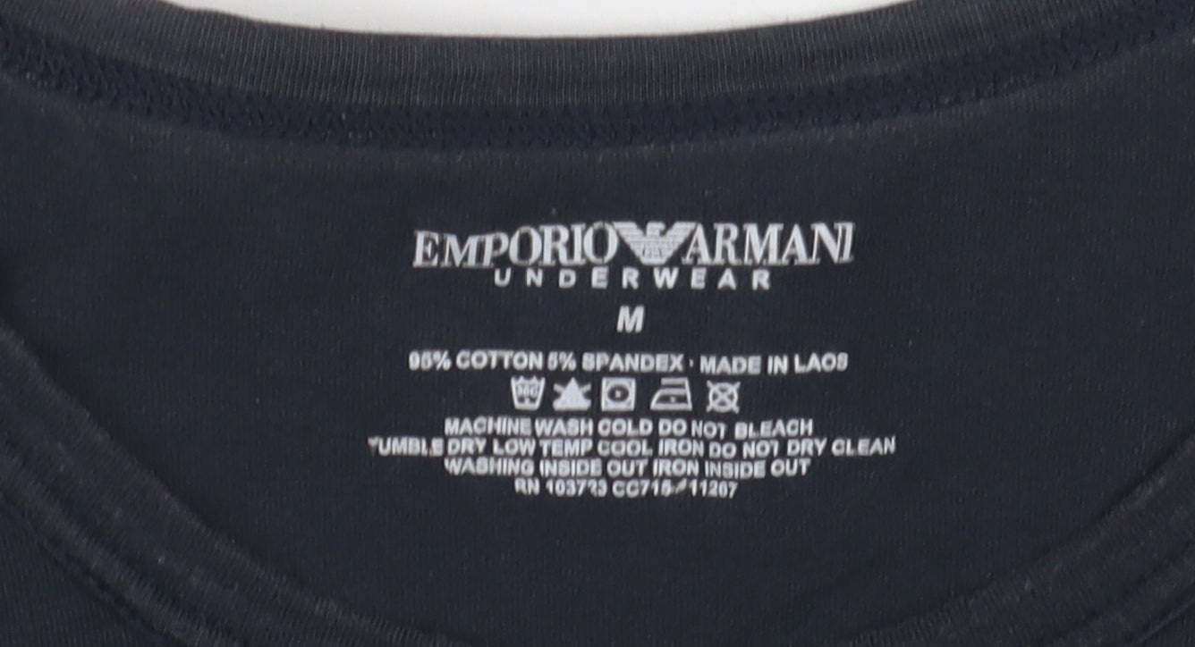 Emporio Armani Men's Black T-Shirt, M, Logo Accent