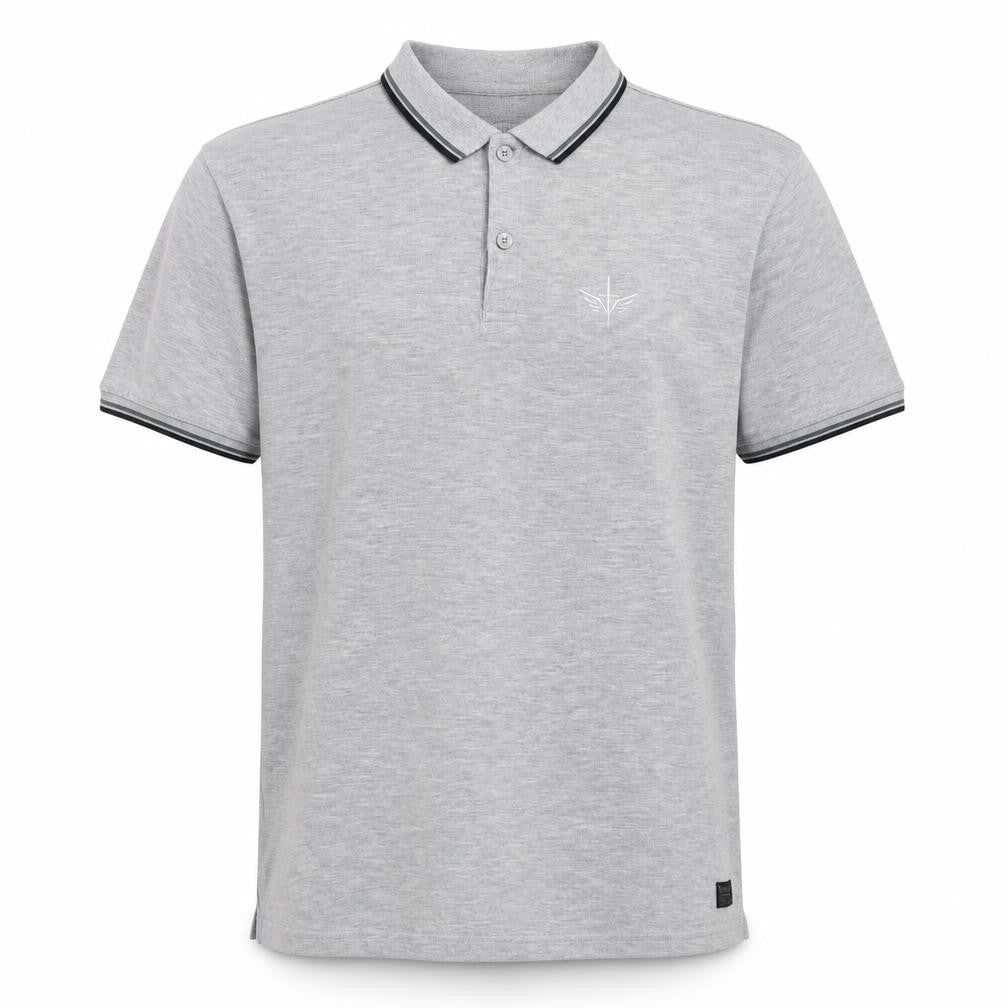 Front view of Firetrap Men's Grey XL Polo, Short Sleeve