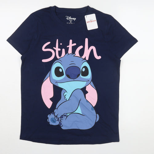 Disney Women's Blue XS Stitch Cartoon T-Shirt