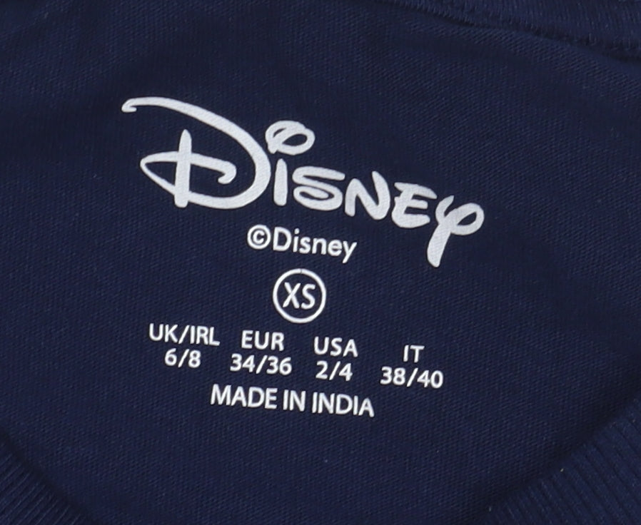 Disney Women's Blue XS Stitch Cartoon T-Shirt