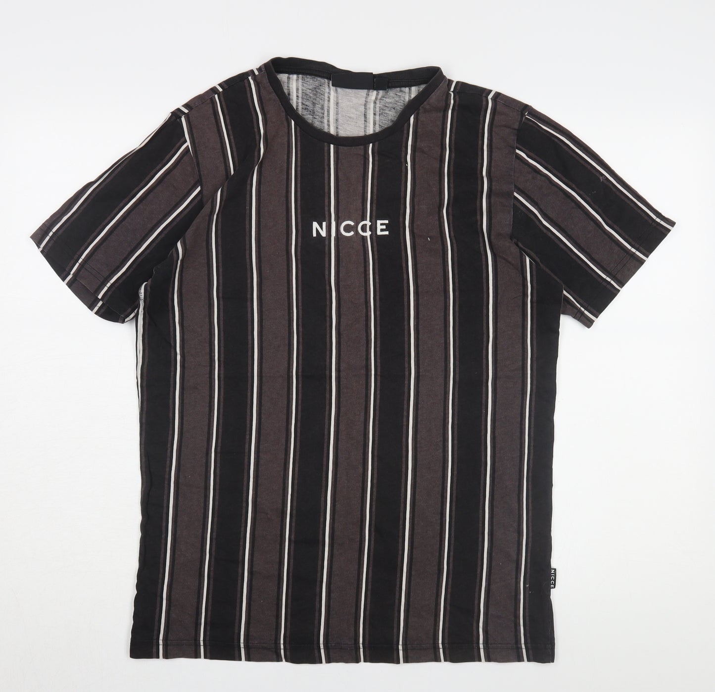 Nicce Men's Black Striped T-Shirt M Regular Fit