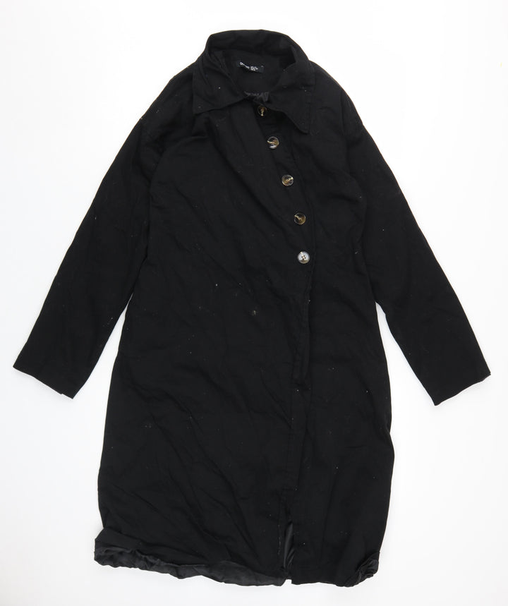 boohoo Women's Black Coat UK 12 Long Sleeve Casual