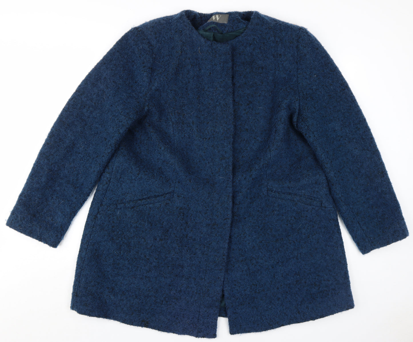 BHS Women's Blue Wool Blend Overcoat Size 20