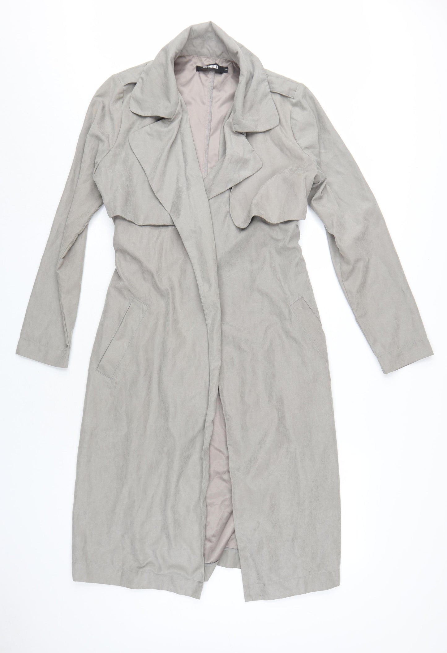 Missguided Women's Grey Long Trench Coat