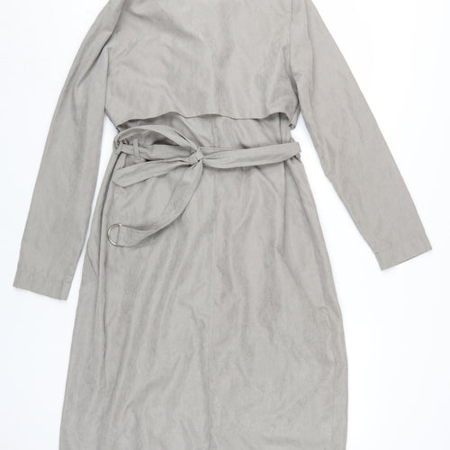 Missguided Women's Grey Long Trench Coat